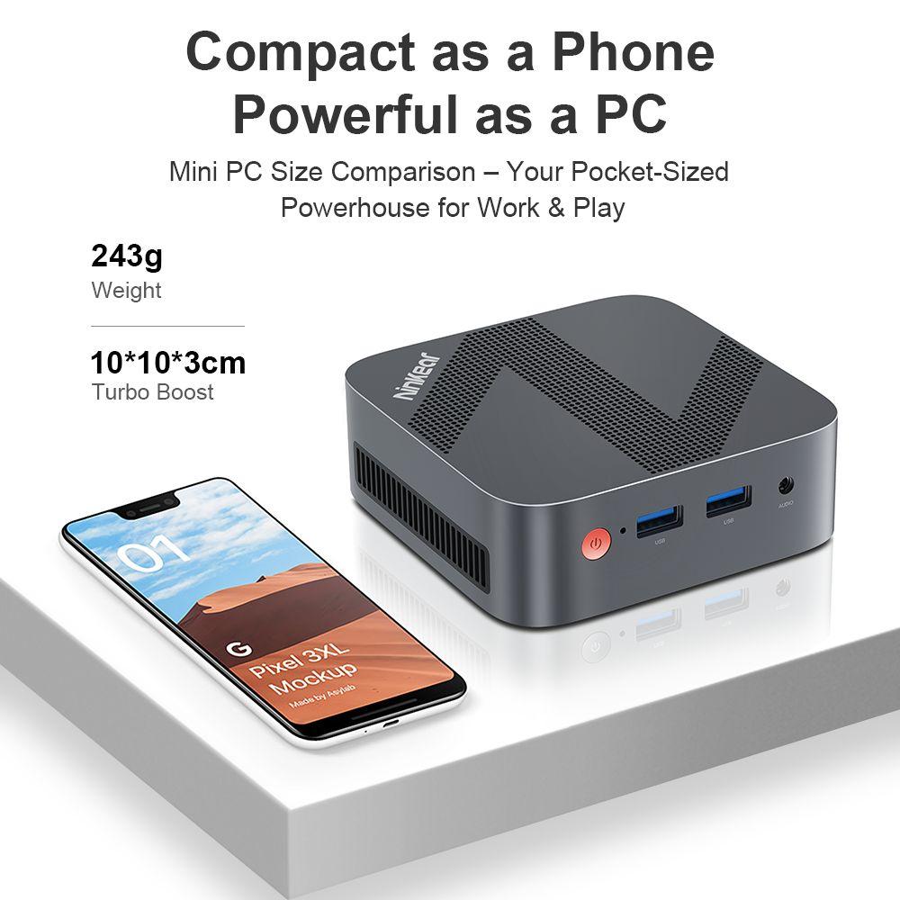 Ninkear MBOX 11 Mini PC, Intel Twin Lake N150 4 Cores Max 3.6GHz, 16GB RAM 512GB SSD, HDMI2.0 + DP1.4 (4K@60Hz) Dual Screen Display