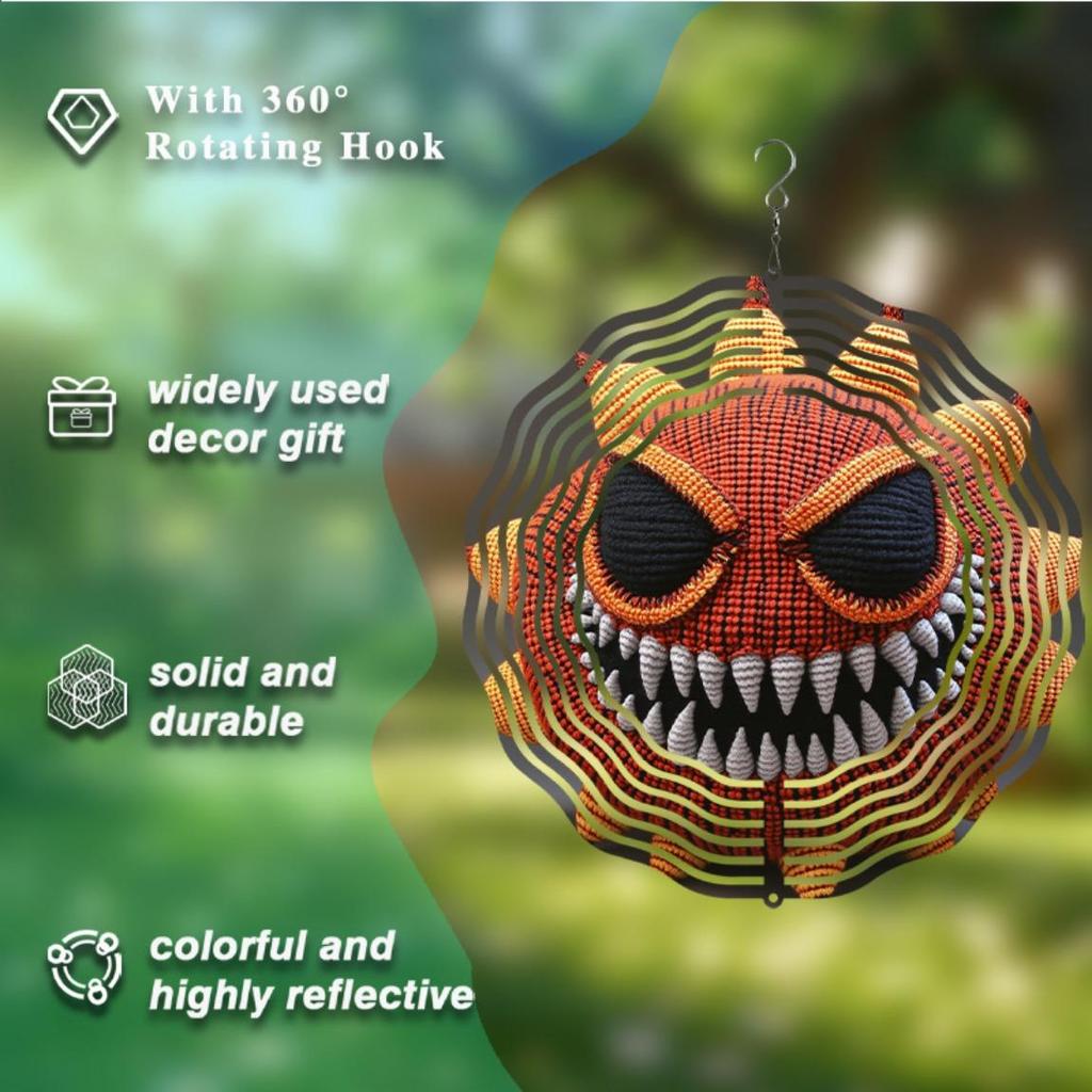 Orange Black Wind Chime Outdoor Garden Decor No Electricity Needed Wall Hanging 3D Woven Wind Bell for Yard Patio Home Gift Halloween Thanksgiving