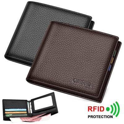 Geldbörsen für Herren aus echtem Leder, RFID-blockierend, kurz, dünn, Oberschicht aus Rindsleder, mit mehreren Kartenfächern, Geldbeutel, Geschenk für ihn
