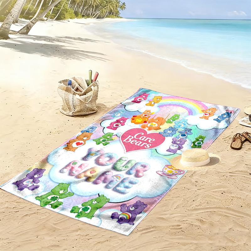 Name Custom CARE BEARS Print Beach Towel, Large Soft Quick Dry Towel for Beach Camping Swimming