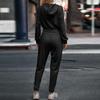Ladies Fashionable Casual Solid Color Hooded Long Sleeve Pants Set