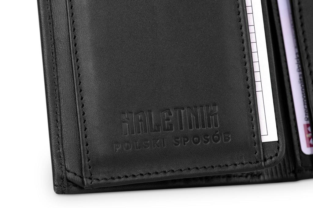 Men's Leather Wallet Kaletnik Szaniec Black Matte