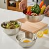 Salad Basin Kitchen Household Cooking Stainless Steel and Dough Kneading Basin Egg Mixing Baking Basin Straight Edge Graduated Basin