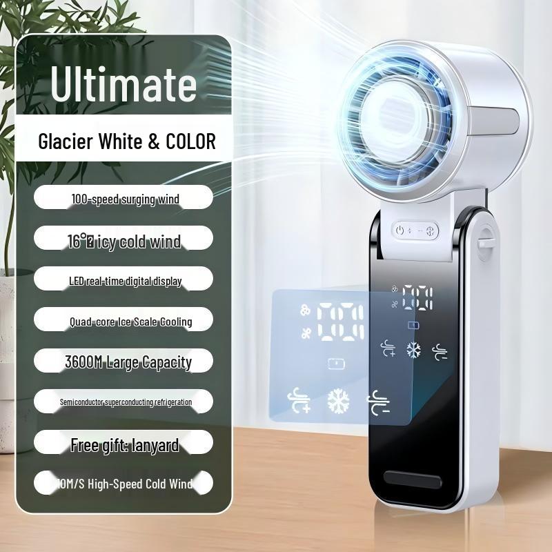 

Portable Leafless Neck Hanging Mini Fan and Cooler 16°C Quad-Core Cooling + Large Capacity