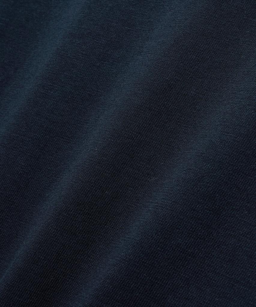 West Grand Boulevard Semi-Over Silket Cotton U-Neck Long Sleeve Deep Navy