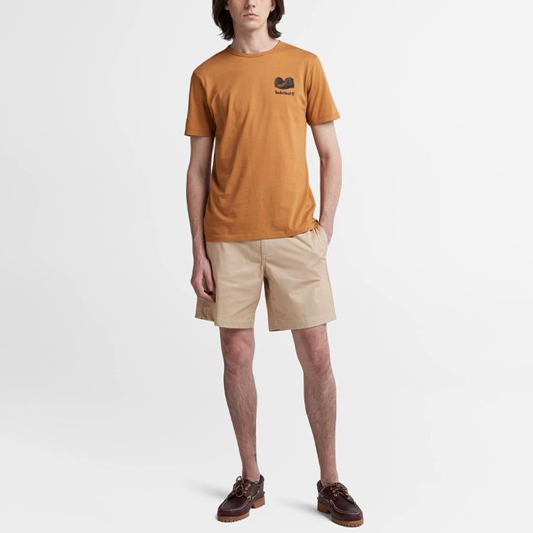 Timberland Ss22 Logo Round Neck Cotton Short Sleeve T-Shirt Men Tops Brown A61PH-P47
