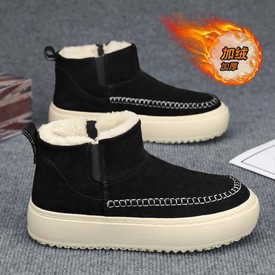 Botins de Tornozelo Neve Adicionar Veludo Botas de Inverno para Homens Ténis Masculinos Desporto e Lazer Sapatos de Exterior para Homens Resistentes ao Desgaste Quentes
