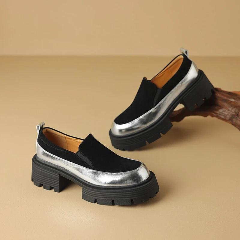 Fashion NEW Autumn/Spring Women Pumps Cow Suede Leather Shoes for Women Round Toe Thick Heel Shoes Mixed Colors Slip-on Women Sneakers