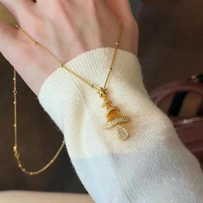 Women's Luxury Christmas Tree Star Necklace - Elegant Fashion Clavicle Chain for Everyday Wear