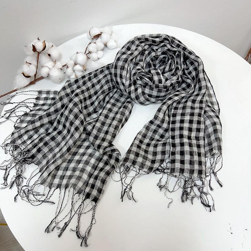 Linen  Scarf, Plaid Shawl  Four Seasons  Scarves  muslim scarf  scarfs for ladies