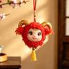 Fluffy New Year Mascot 10cm New Year Plush Pendant Stuffed Backpack Keychain  Bag Key Decor