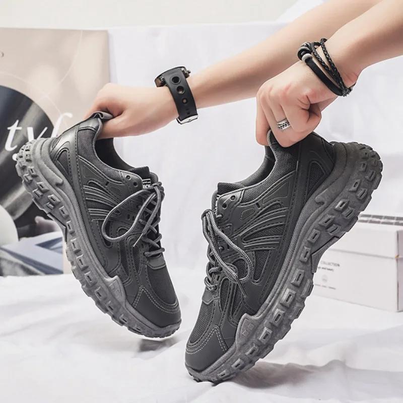 Trendy Men's Shoes Summer New Mesh Breathable Running Sports Shoes Outdoor Basketball Shoes Anti Slip Shock-absorbing Dad Shoes