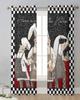 2Panels Chiffon Sheer Curtain Kitchen Curtain Kitchenware Chef Print  Voile Tulle Cortinas for Kitchen LivingRoom Window Cortina