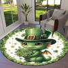 Green Festival Round Area Rug,Carpet Rug for Living Room Bedroom Sofa Playroom Decor,Non slip Floor Mat
