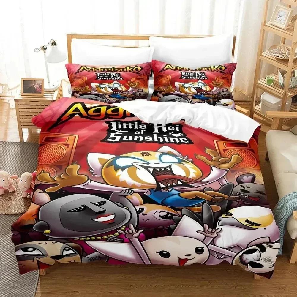 Anime Aggretsukos Bedding Set Printed Bed Set With Pillowcase Bed Duvet Cover Soft Queen King Size Bedclothes Home Customizable