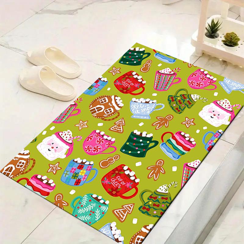 1Pc Santa Claus Reindeer Rug Office Carpet Indoor Outdoor Doormat Nonslip Soft And Comfortable Living Room Christmas Halloween Gift D91817