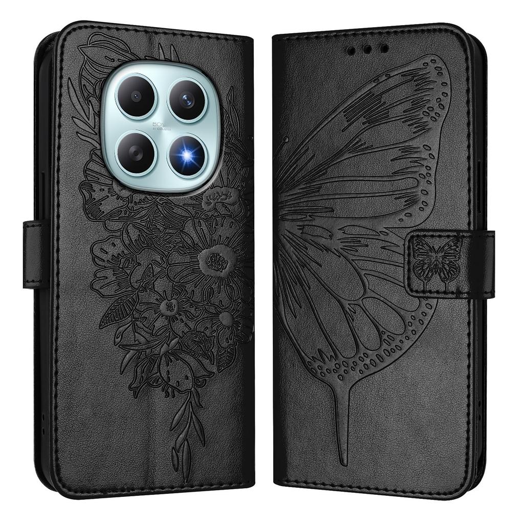 For Xiaomi Poco M8 5G/Redmi Note 15 5G (Global)/15 4G (Global) Wallet Case with Wrist Strap Butterfly Imprint Leather Phone Cover