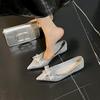 Elegant Women's Pointed Toe Wedding Shoes with Crystal Bow, Plus Size 41-43 Bridal Heels, 2026 New Versatile Style