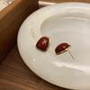 2023 Trendy French Retro Burgundy Geometric Stud Earrings