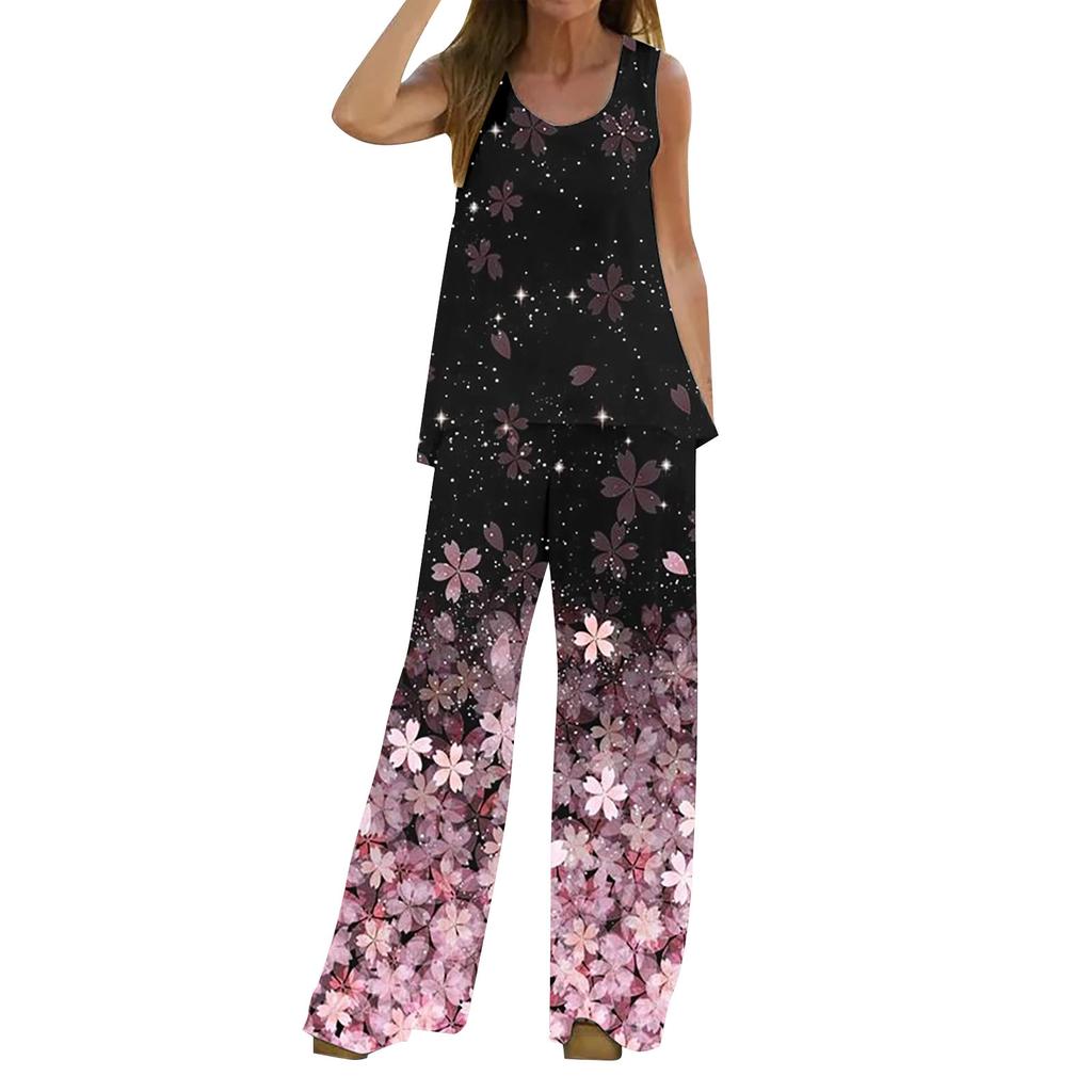 3D-Digitaldruck-Trend Frühling und Sommer neues lässiges ärmelloses Westen-Hosen-Set für Damen