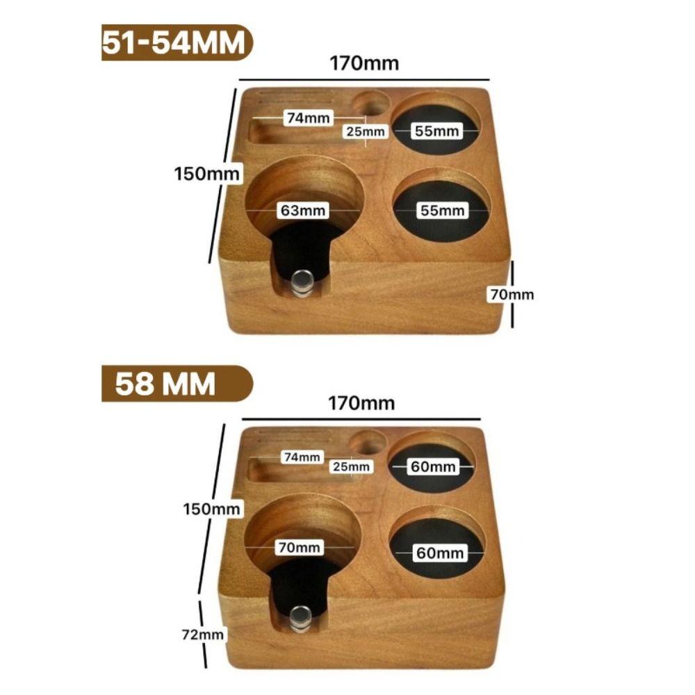 51/54/58mm Espresso Tamping Station Wooden Adjustable Coffee Tamper Stand Square Coffee Tamper Holder