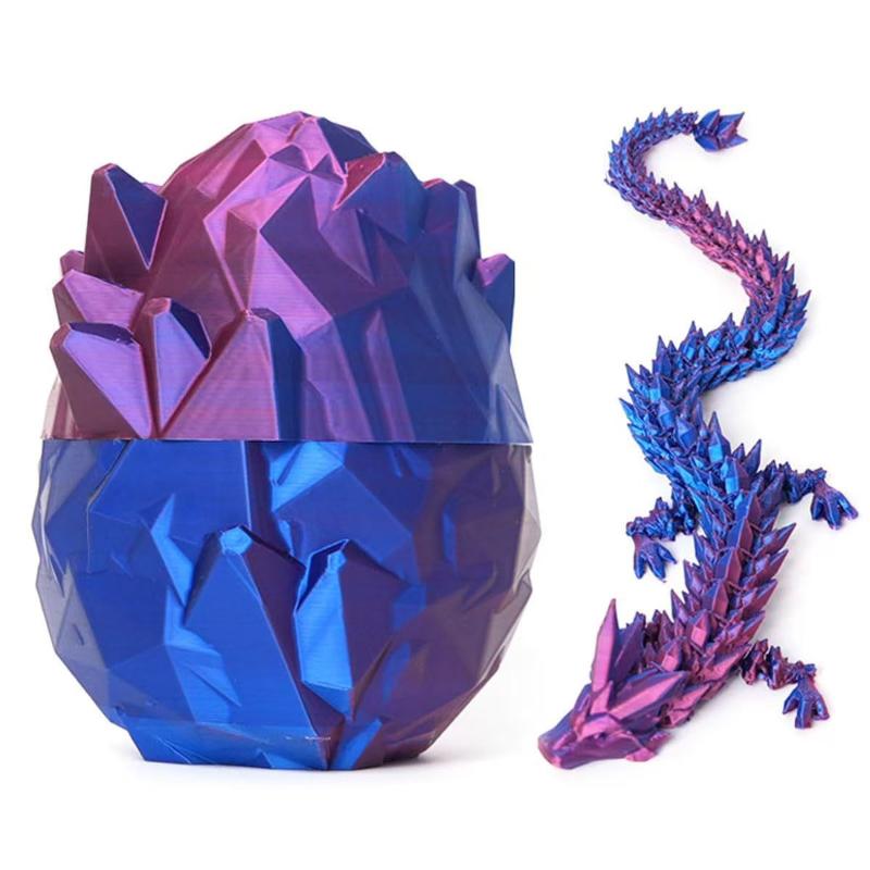 

1 Set 3D Printing Articulated Crystal Dragon Gifts Colorful Kit Toys Creative Decompression Dragon Egg Chameleon Ornament Decor A1