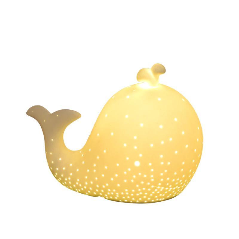 Creative Ceramic Beautiful Whale LED Table Lamp Nordic Bedroom Themed Room Lamp Kids Gift Cartoon Table Warm Table Decorative Lamp | LED Table Lamps