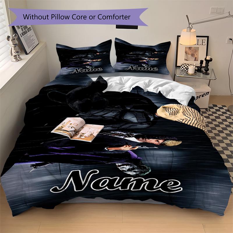 Custom Textile Batman Thunder Bedding 3 Piece Set HD Print Duvet Cover Pillowcases for Teens Adult Bedroom Decoration