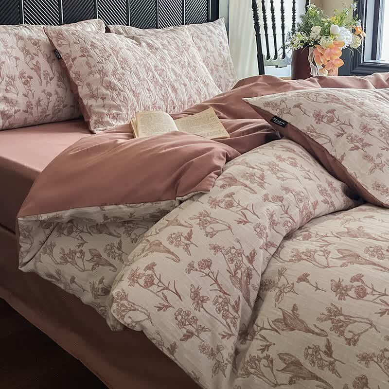 Luowei 60s Washed Cotton Jacquard Brushed 4-Piece Bedding Set