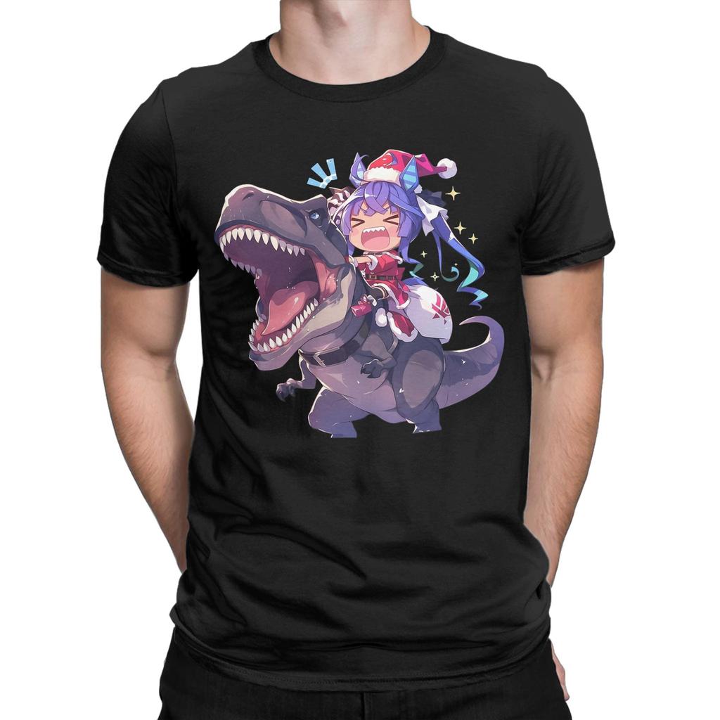 Twin Turbo Weihnachts-Dinosaurier T-Shirts Herren 100% Baumwolle T-Shirts O-Ausschnitt Uma Musume Pretty Derby Anime T-Shirts Kurzarm Kleidung