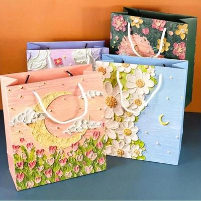 10PCS White Kraft Gift Bags Creative Holiday Gifts Text Tote Bags Valentine's Day Gift Bags Brithday Gift Bags Packaging Bags