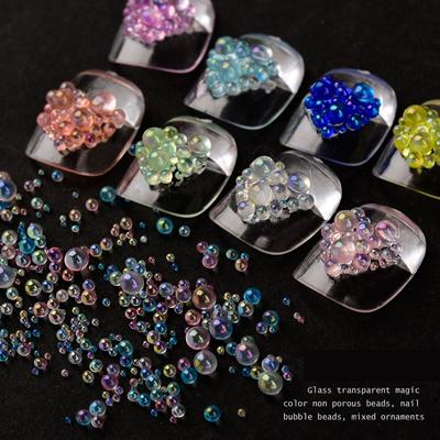 1 Box Aurora Iridescent Mermaid Bubble Beads Mixed Size Nail Beads Nail Jewelry Nail Art Decoration