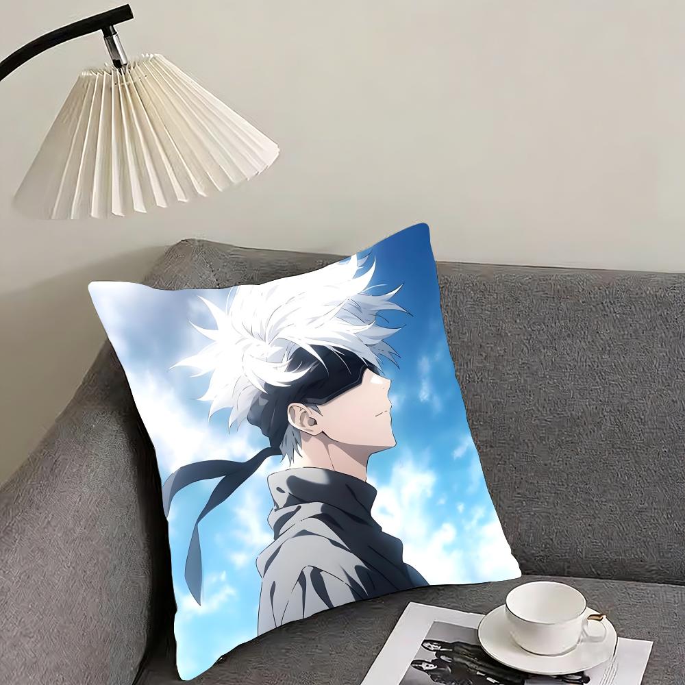 Gojo Satoru Cushion Cover Reversible Plush Pillow Cover – For car, sofa, bedroom, perfect as a gift.