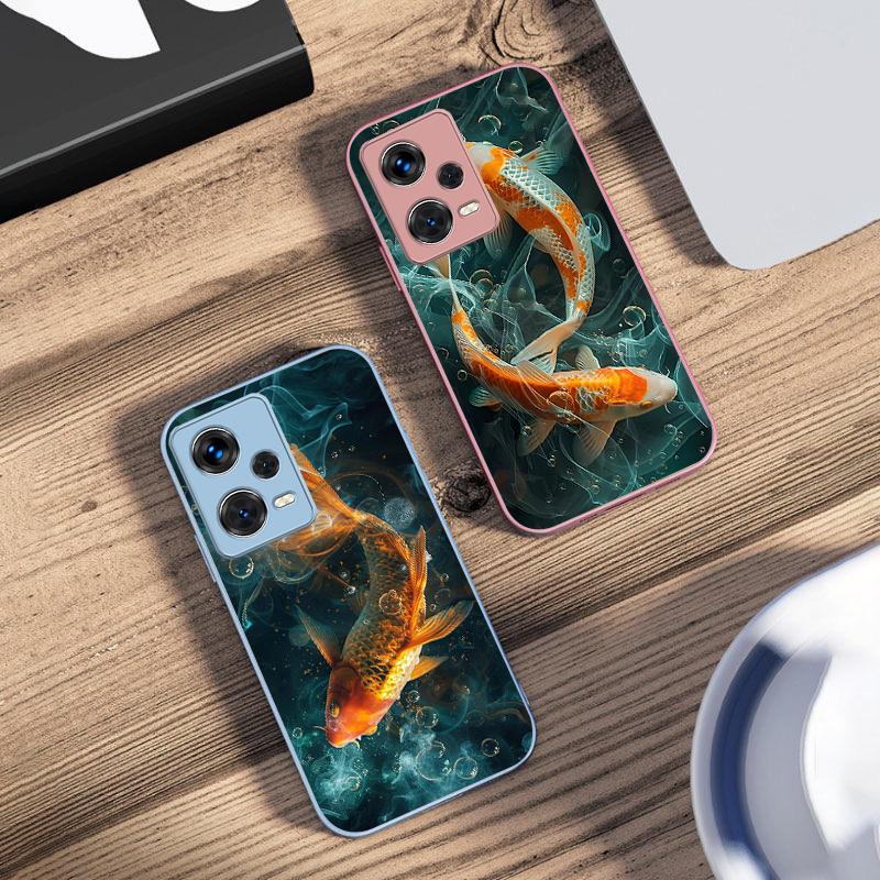 Good Luck Koi Red For Xiaomi 14 Ultra 13 Lite Redmi Note 13 11 Pro 12 Plus Poco X6 3 Pro F4 6 GT Tempered Glass Phone Case