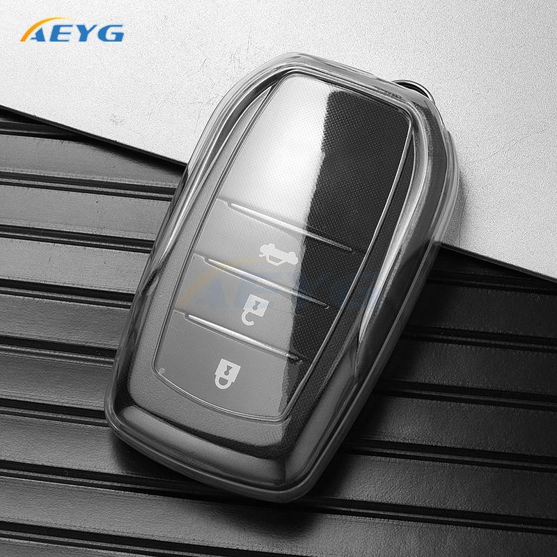 TPU Car Key Case Cover Shell Fob For Toyota CHR Hilux Fortuner Land Cruiser 200 Camry Corolla Crown RAV4 Highland Key Chain