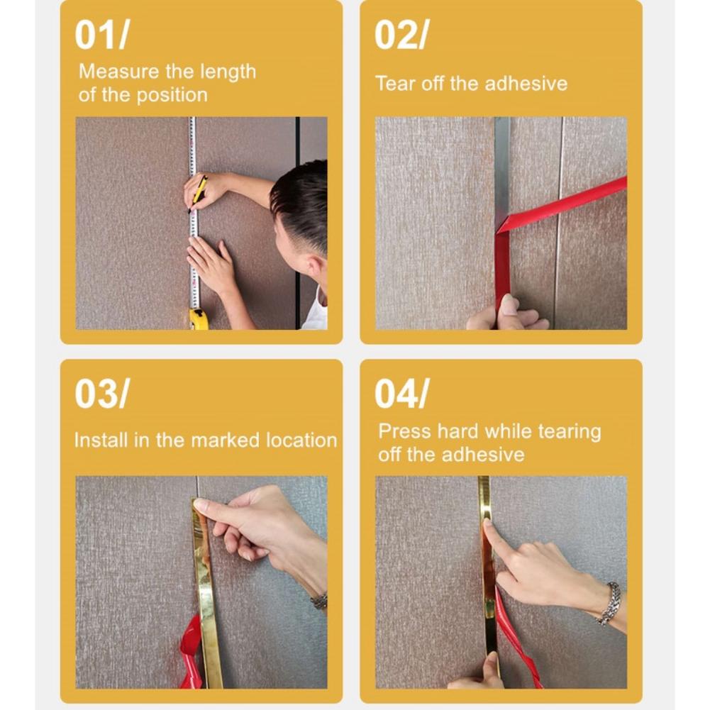 Neue 1 Rolle Gold Wandaufkleber Edelstahl Flache Dekorationslinien Titan Spiegel Wand Deckenkantenleiste Wohnzimmer Dekor