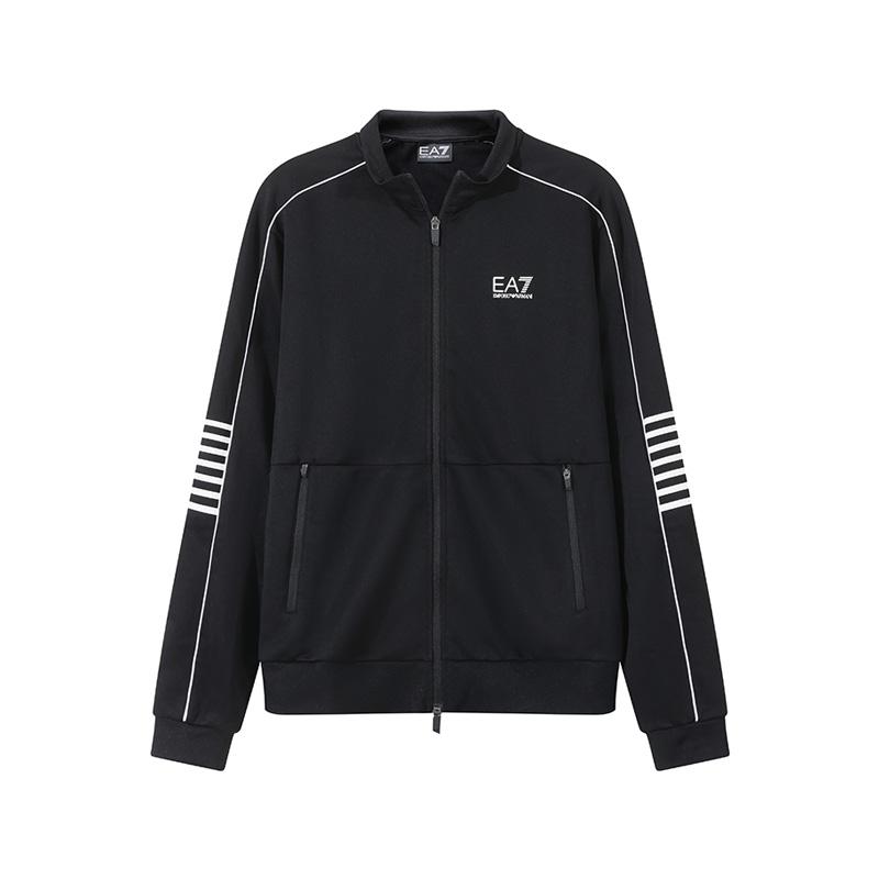 Emporio Armani EA7 Logo Printed Zip Casual Sports Suit Men suits Black 6DPV53-PJ16Z-1200