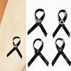 3Pcs Black Memorial Funeral Ribbon With Bow Camellia Pins Brooch Gifts For Funeral Party Armband Mourning Event Remembrance