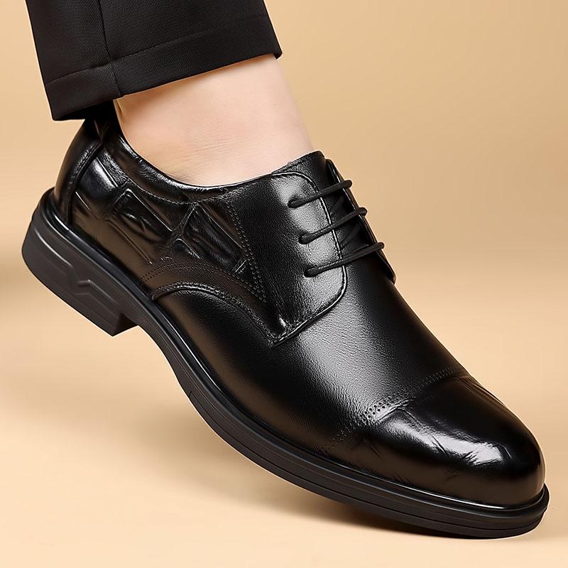 Men's Leather Shoes Dress Oxford Shoes Classic Lace Up Formal Shoes Wedding Shoes