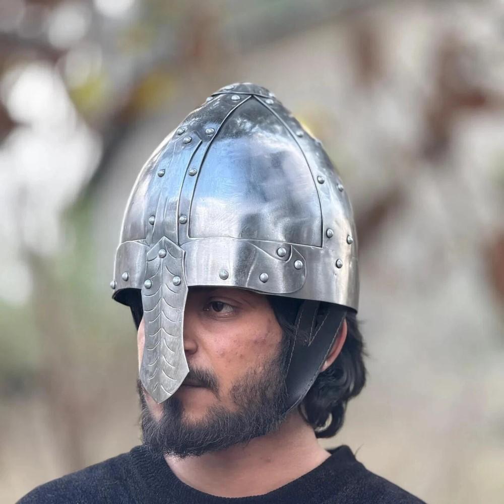 Medieval Steel Norman Viking Helmet Spectacle Armor Helmet 18 G Steel Handmade