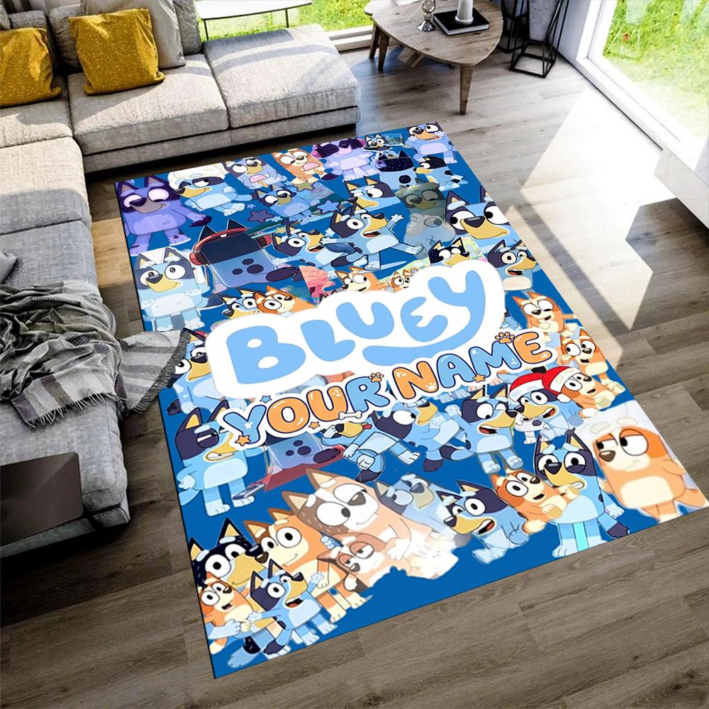 Bluey Customized Name Area Rug Perfect for Entryway Decorate room Study room Dining Room Anti-slip Rug Decorate Offices Wedding Party Gift