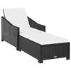 VidaXL Chaise longue avec coussin blanc crème Résine tressée Noir
