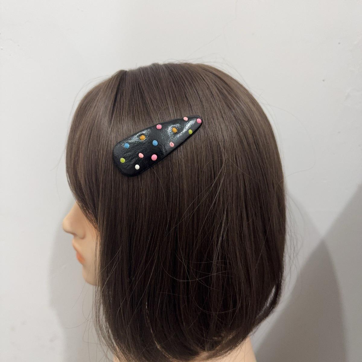 Sweet Japanese-Korean Style Polka Dot PU Leather Duckbill Hair Clip