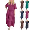 Women's Fashion Color V-neck Short Sleeve Dress
