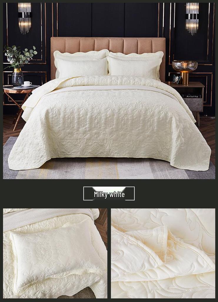 Washed Cotton Quilted Bedspread Set - 3-Piece Washable Coverlet Set, Breathable and Versatile