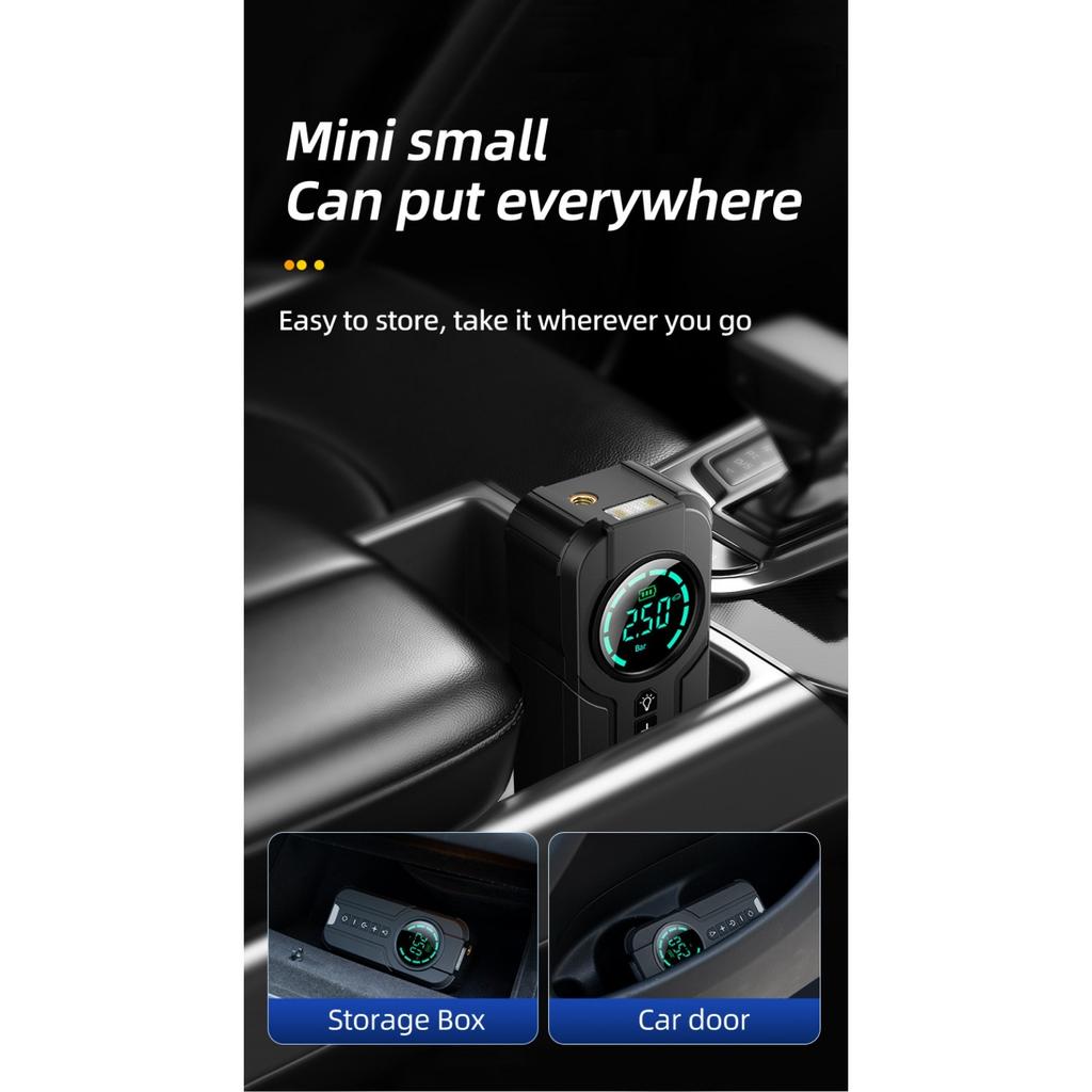 Bærbar Bilpumpe Dekkpumpe Bærbar Oppblåsbar Pumpe Sykkel Motorsykkel Mini Digital Skjerm Bilpumpe
