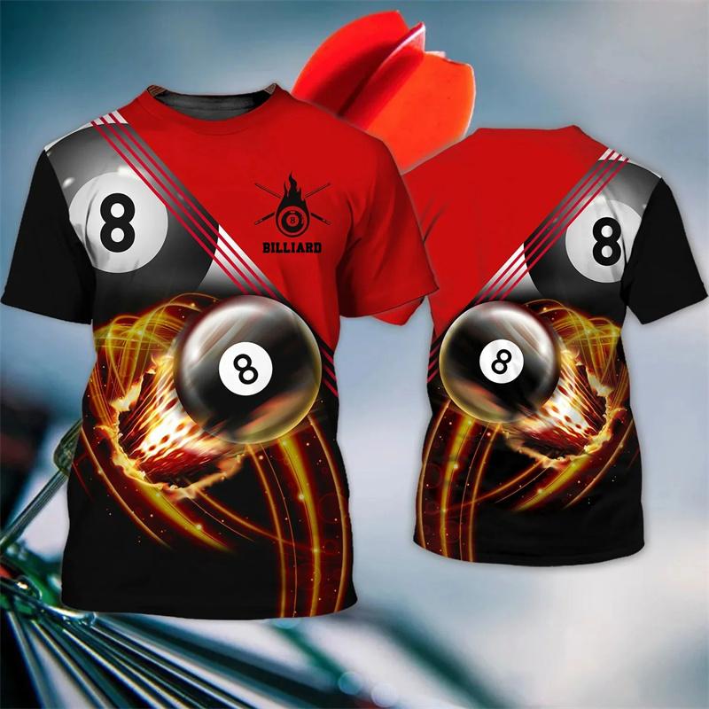 Módní kulečníkové 3D potištěné tričko pro muže, fitness trička do posilovny, dámské oblečení, streetwear, volná unisex trička, topy