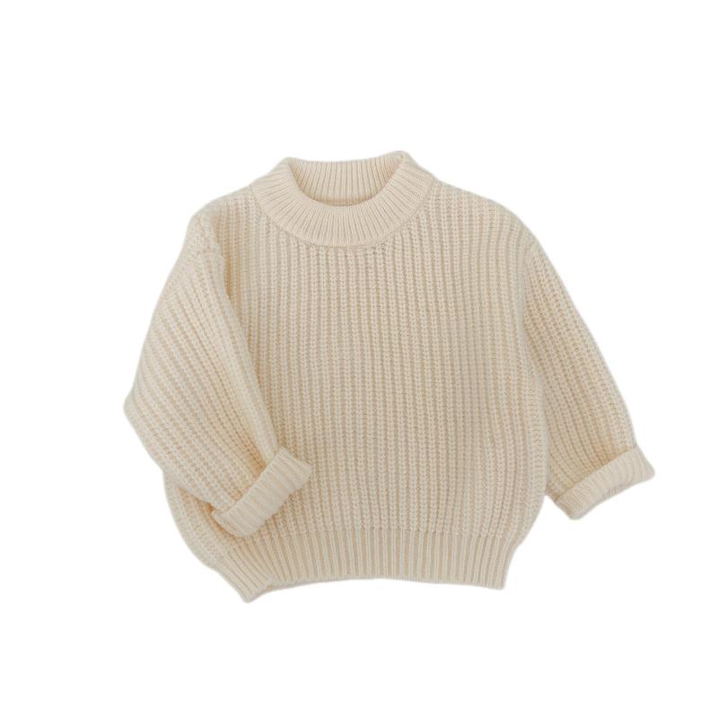 Baby Clothing Spring and Autumn Outfits Korean Style Infant Sweater Solid Color Versatile Long Sleeve Knitted Top for Girls, Outdoor Knitwear.