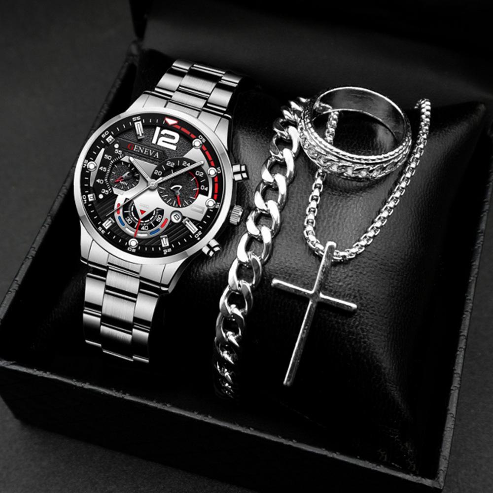 New Suit Fashion Business Calendar Watch Men'S Steel Belt Watch Watch Business Explosion Bracelet Men'S Watch
