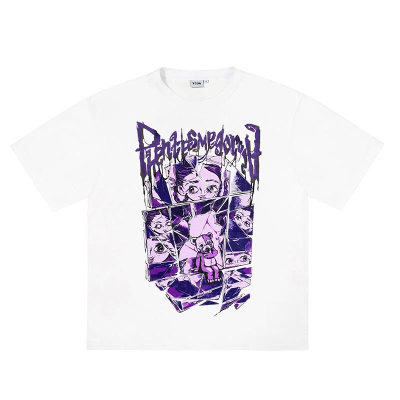Mens TShirt Phantasmagoria Graphic Cotton Oversized Vintage Harajuku Short Sleeve Tops Tees Aesthetic Y2k Streetwear Clothing